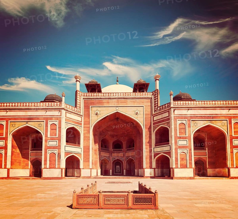 Vintage retro effect filtered hipster style travel image of Humayun's Tomb complex