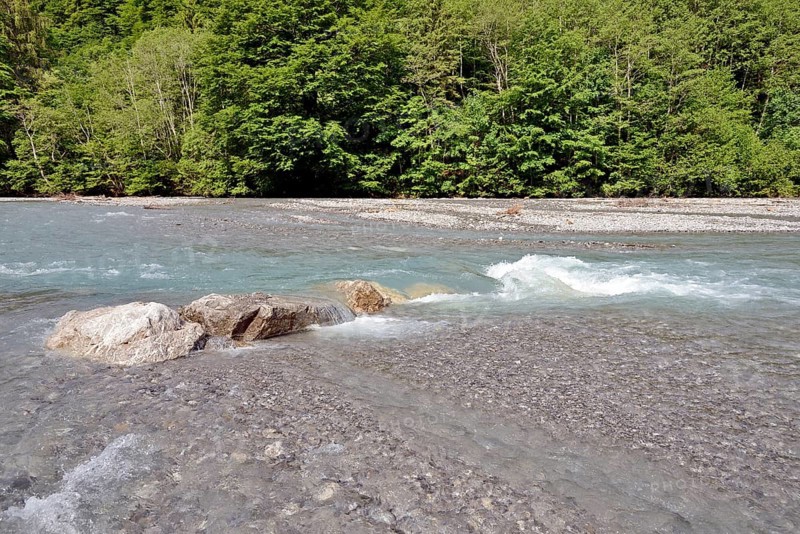 Stillach mountain river with rapids