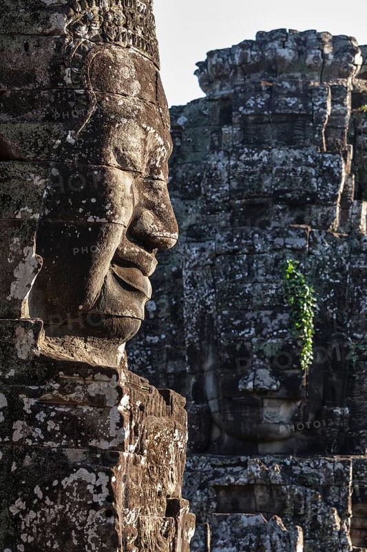 Ancient stone faces of Bayon temple