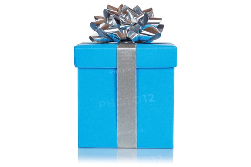 Birthday Christmas Gift Christmas present Birthday gift box blue cut out isolated in Stuttgart