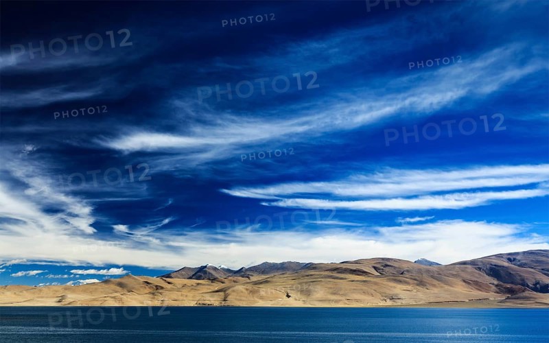 Himalayan lake Tso Moriri lake in Himalayas