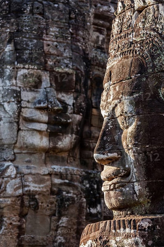 Ancient stone faces of Bayon temple