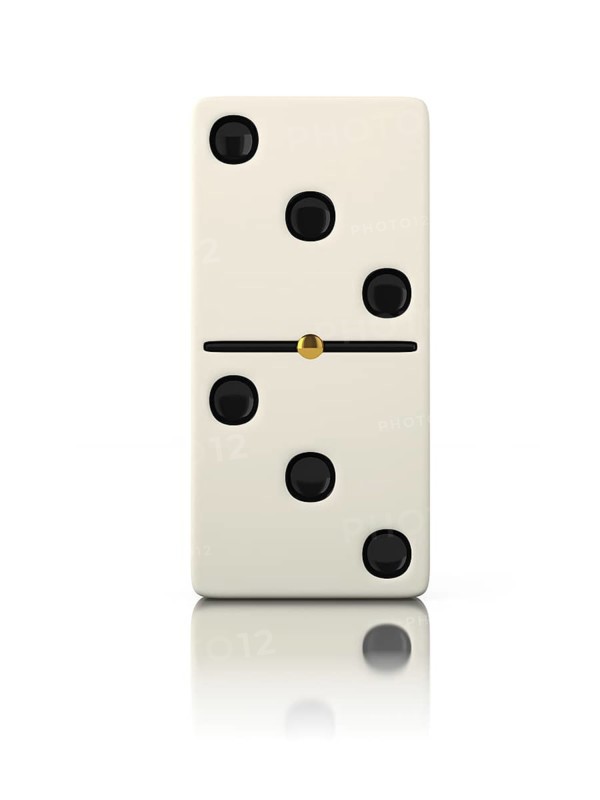 Domino game bone close up isolated on white