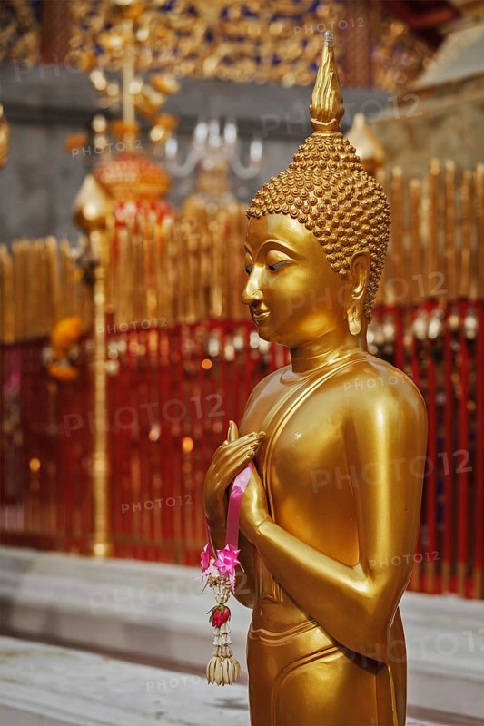 Standing Buddha statue in Wat Phra That Doi Suthep