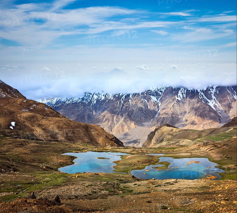 Mountain lakes in Spiti Valley in Himalayas. Himachal Pradesh