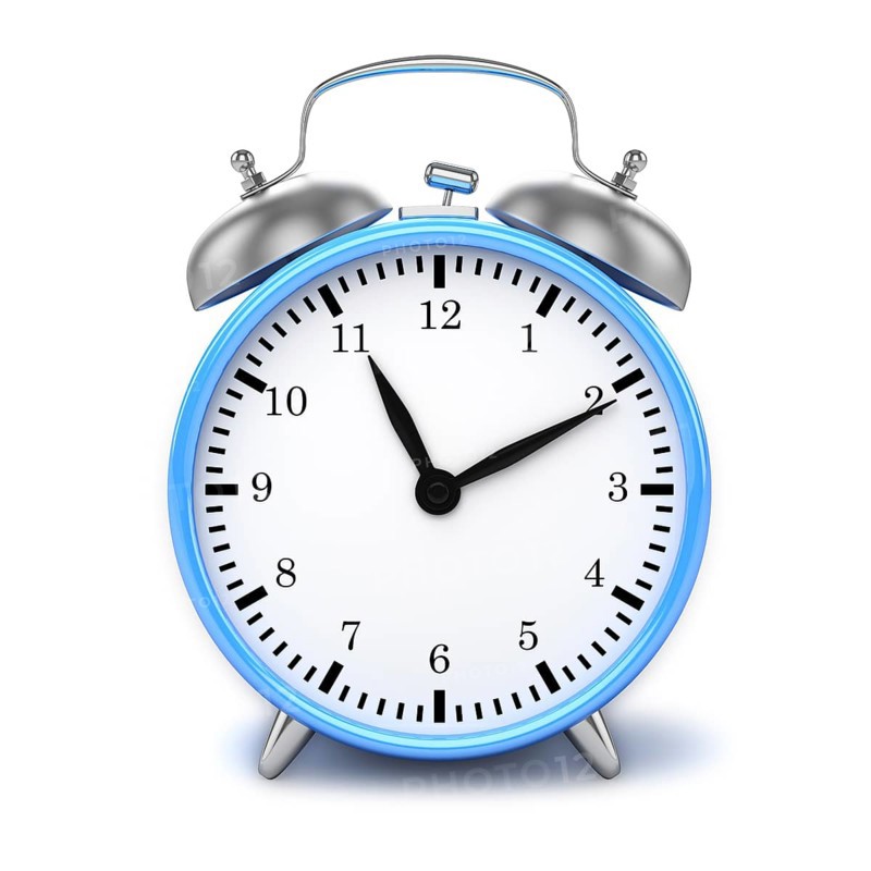Blue retro styled classic alarm clock isolated on white