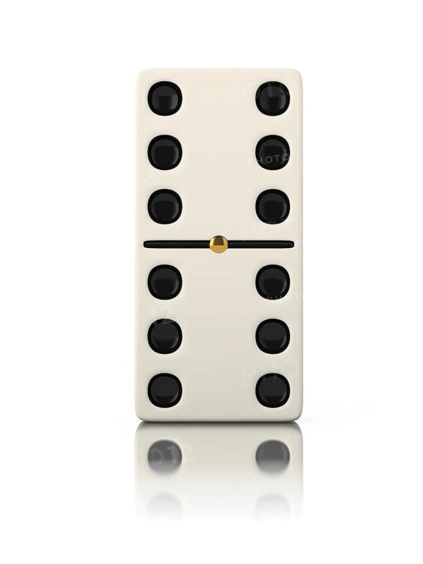 Domino game bone close up isolated on white