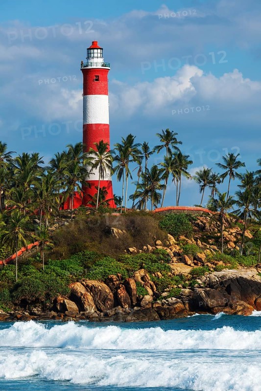 Lighthouse. and sea. Kovalam