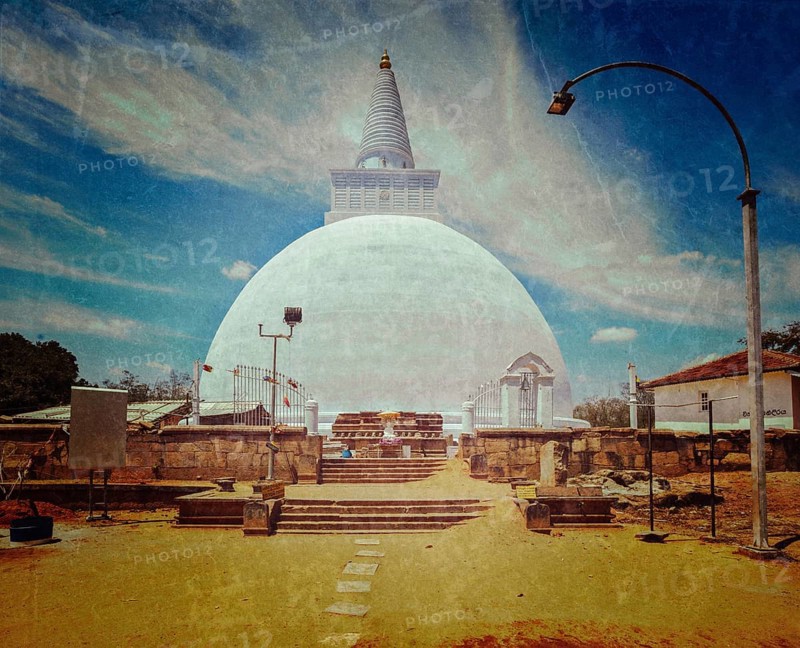 Vintage retro hipster style travel image of Mirisavatiya Dagoba