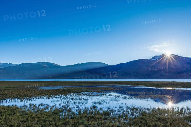 Lake Tso Moriri in Himalayas on sunrise. Ladakh
