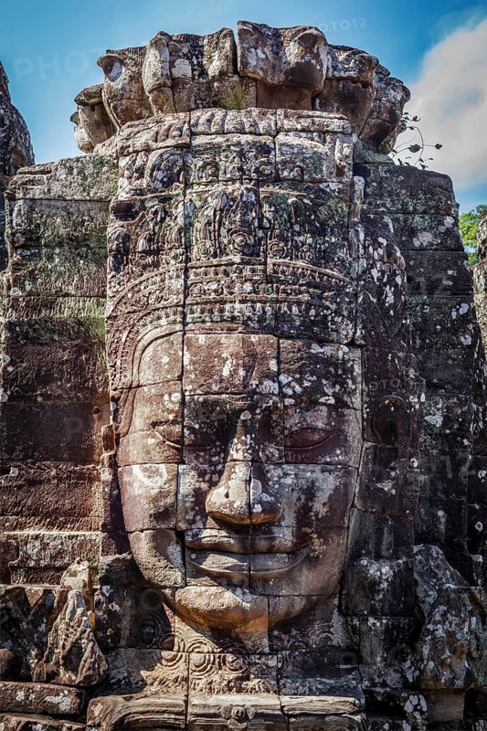 Ancient stone face of Bayon temple