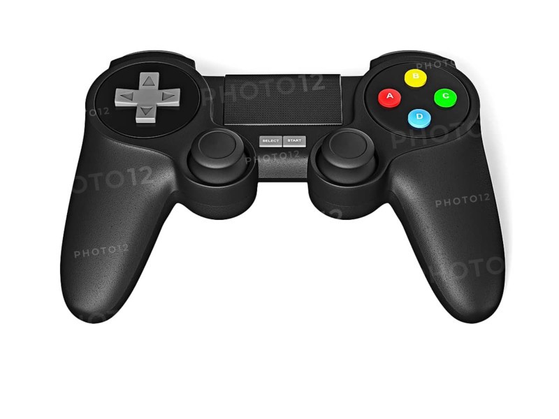 Gamepad joypad for video game console isolated on white background with reflection