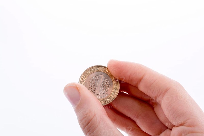 Turkish coin one Turkish Lira in hand