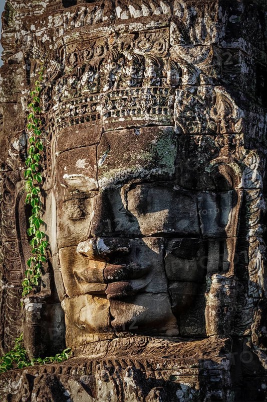 Ancient stone face of Bayon temple