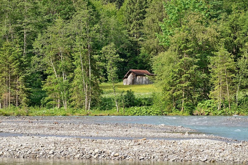 View of the Stillach river landscape