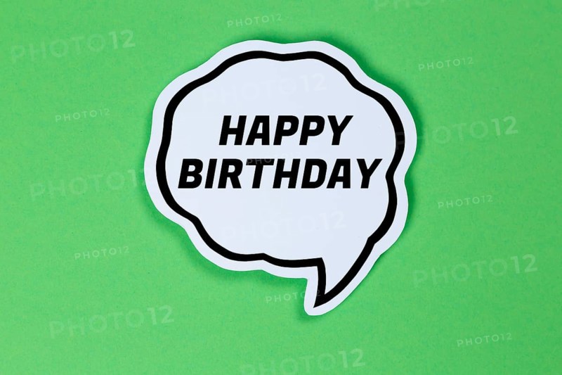 Happy Birthday in speech bubble communication concept talk in Stuttgart