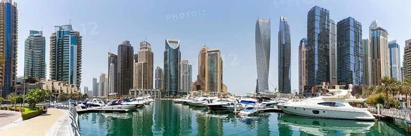 Dubai Marina Yacht Harbour Skyline Architecture Vacation Panorama in Dubai