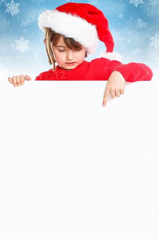 Christmas Child Girl Father Christmas Snow Show Sign copy space Copyspace Freiraum in Stuttgart