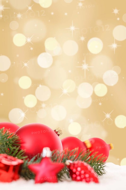 Christmas Red Christmas Balls Christmas Decoration Gold Decoration Snow copy space Copyspace Copy Space in Stuttgart