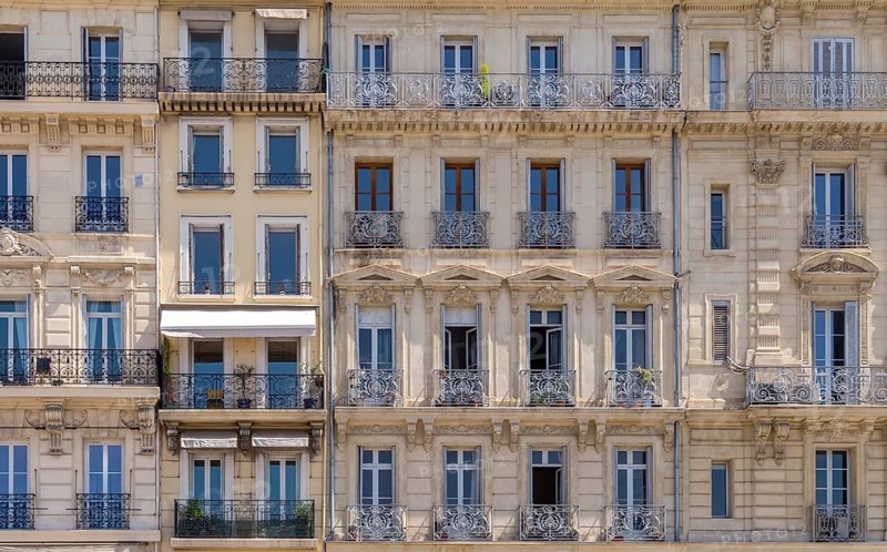 Restored house facades at the Old Port