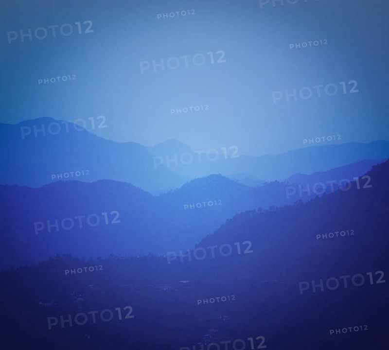 Vintage retro effect filtered hipster style travel image of mountains Himalayas after sunset. With copyspace. Shimla
