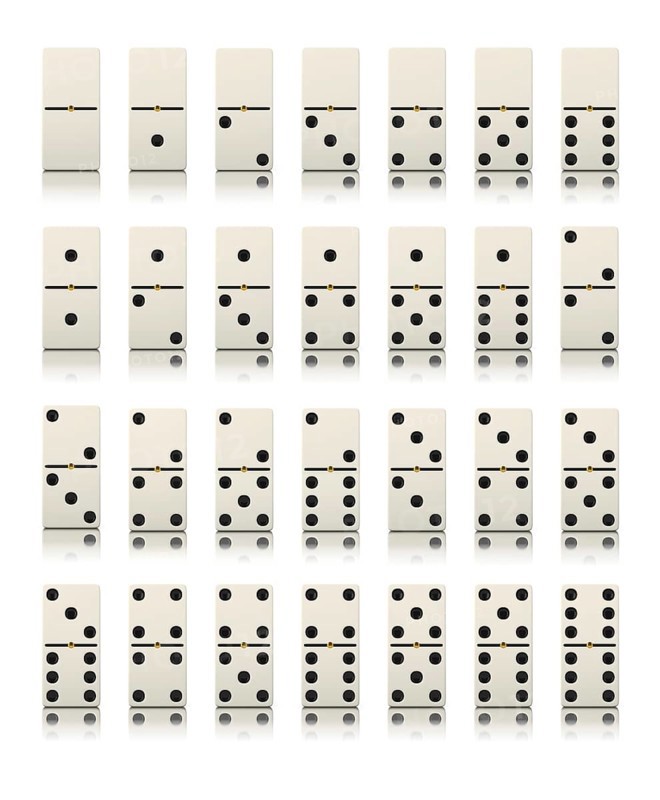 Domino game set isolated on white