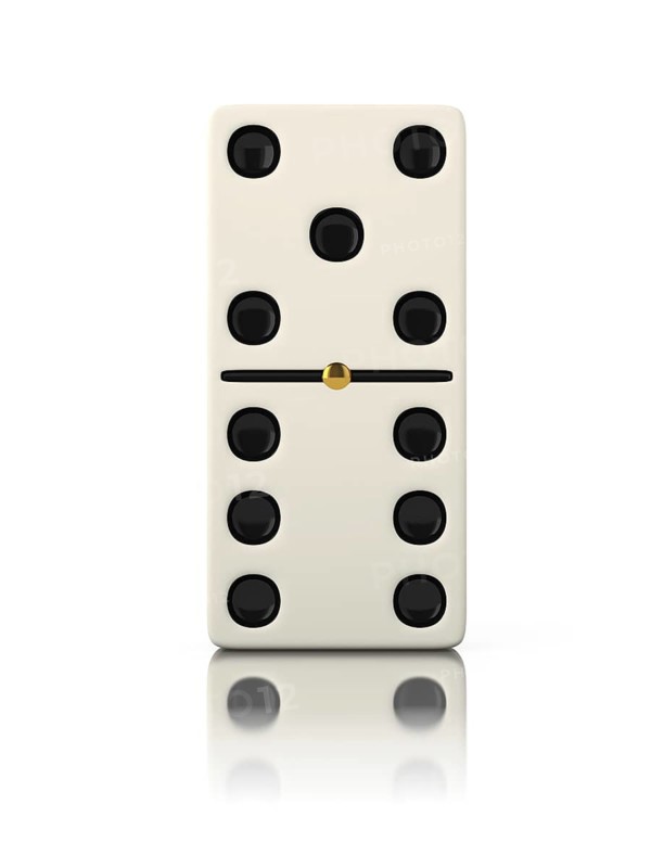 Domino game bone close up isolated on white