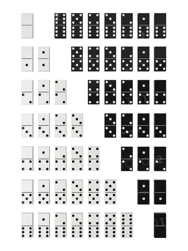Domino sets black and whie isolated on white background