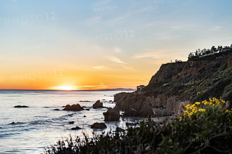 Sunset by the ocean at El Matador Beach Malibu