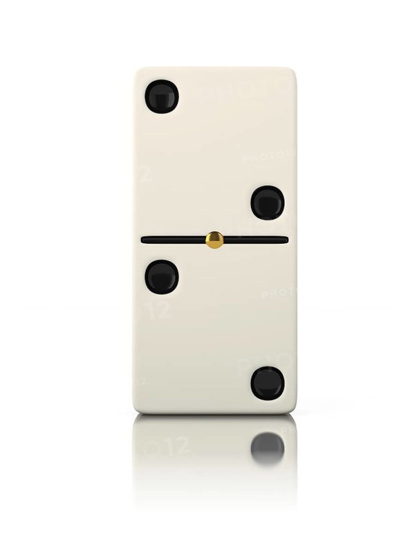 Domino game bone close up isolated on white