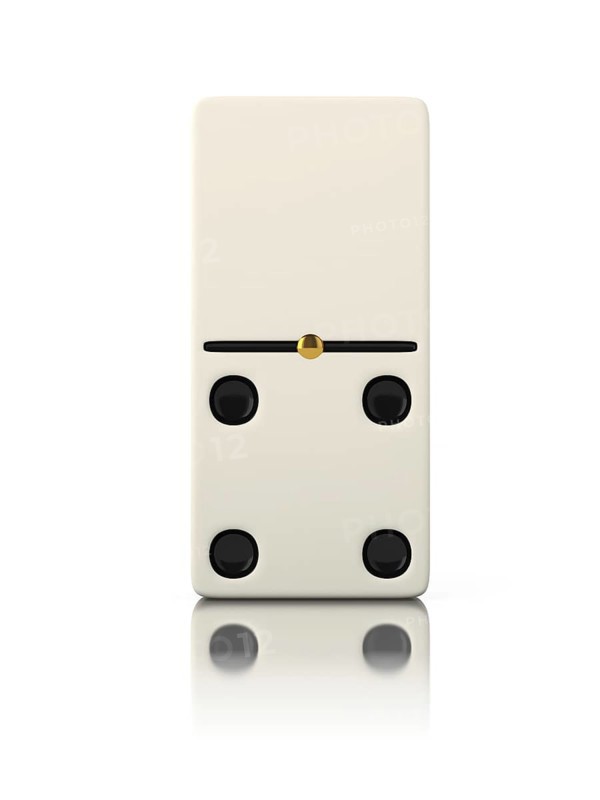 Domino game bone close up isolated on white