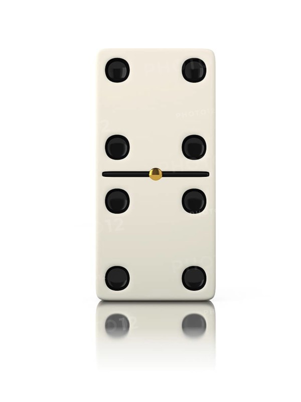 Domino game bone close up isolated on white