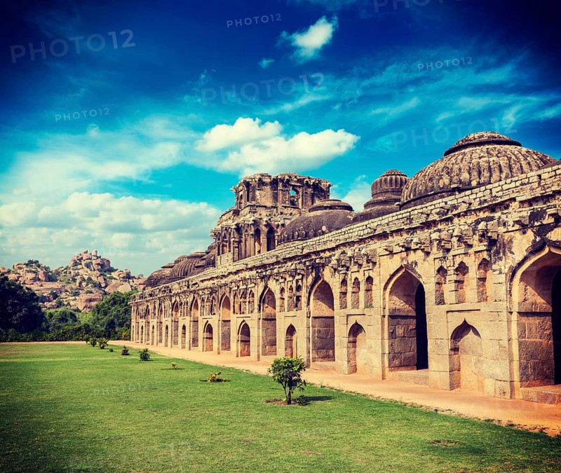 Vintage retro effect filtered hipster style travel image of Ancient ruins of Elephant Stables