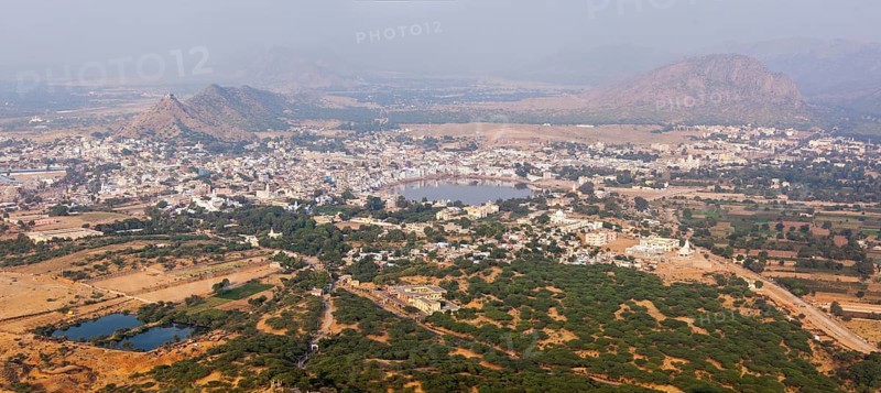 Panorama Holy city Pushkar and Puchkar Mela