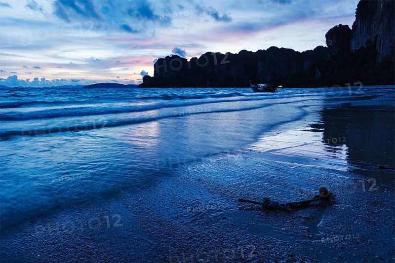 Tropical holidays sunset beach. Railay beach. Railay