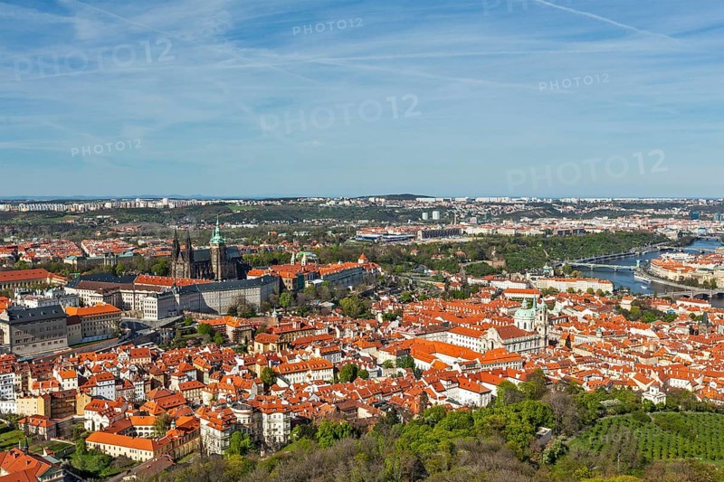 Aerial view of Hradchany part of Prague: the Saint Vitus