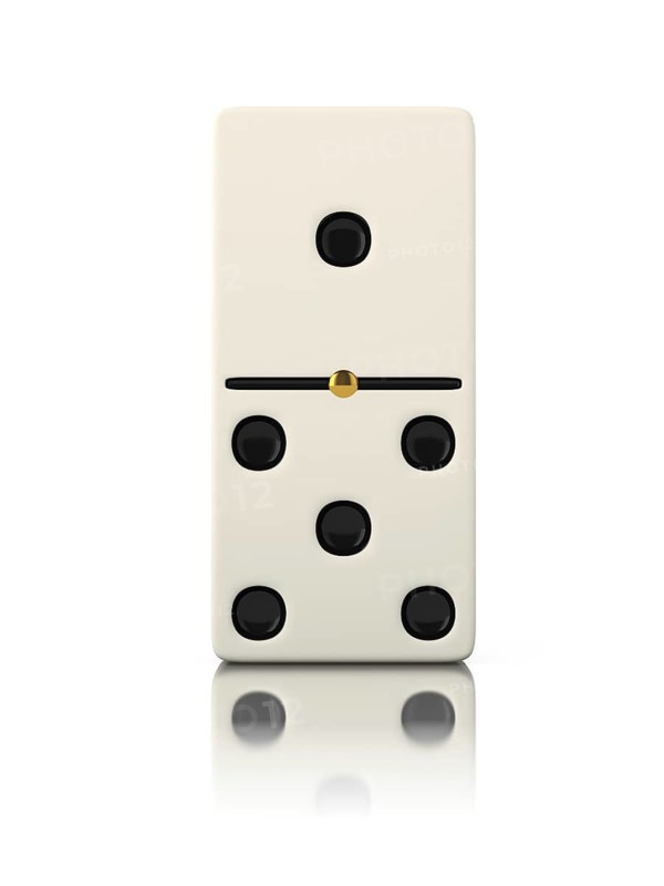 Domino game bone close up isolated on white