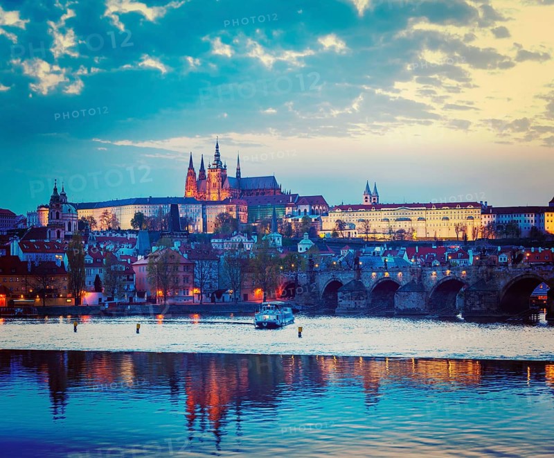 Vintage retro hipster style travel image of travel Prague Europe concept background