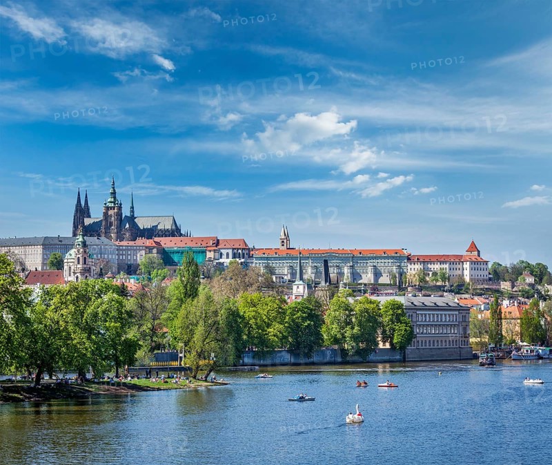 Panorama view of Vltava river and Gradchany