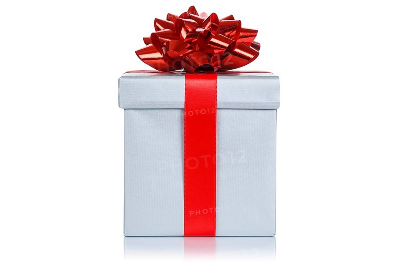 Birthday Christmas Gift Christmas present Birthday gift box silver cut out isolated in Stuttgart