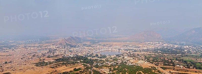 Panorama Holy city Pushkar and Puchkar Mela
