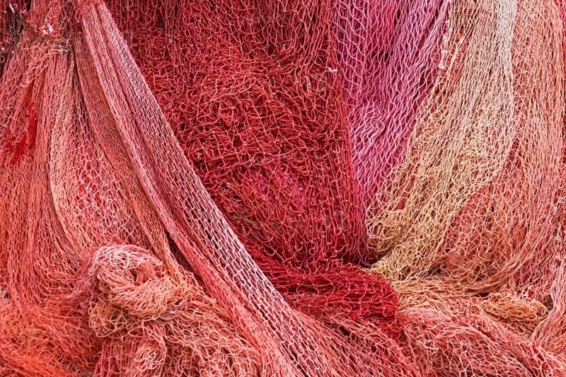 Red fishing nets