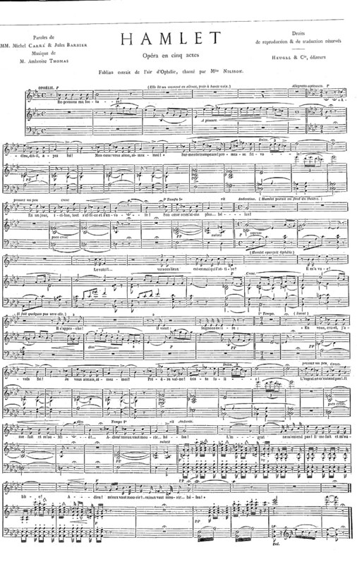 Sheet music for the opera Hamlet