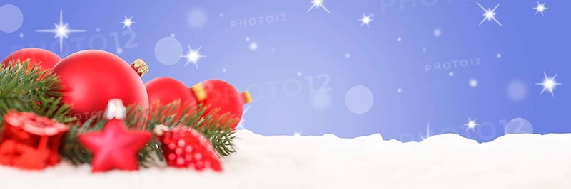 Christmas red Christmas balls Christmas decoration banner stars decoration snow copy space Copyspace Copy Space in Stuttgart
