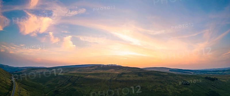 Sunset over Cray Reservoir from a drone