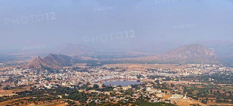 Panorama Holy city Pushkar and Puchkar Mela