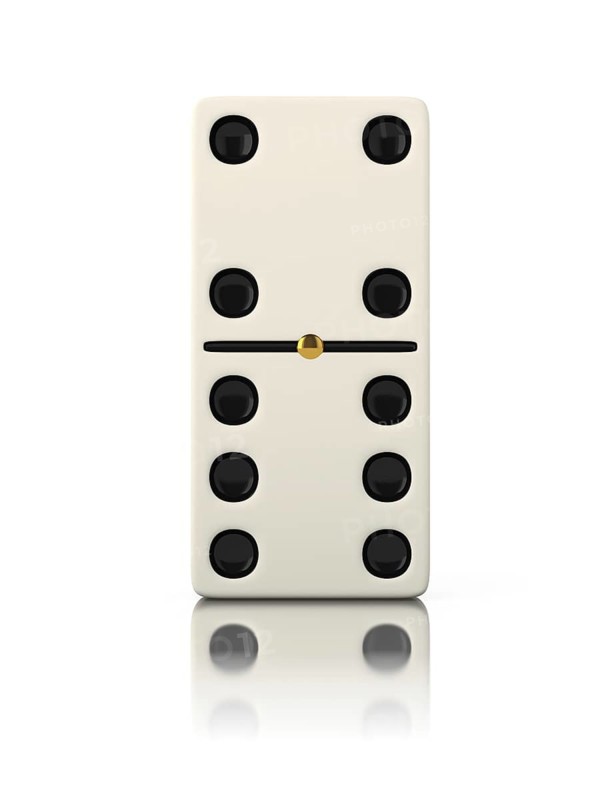 Domino game bone close up isolated on white