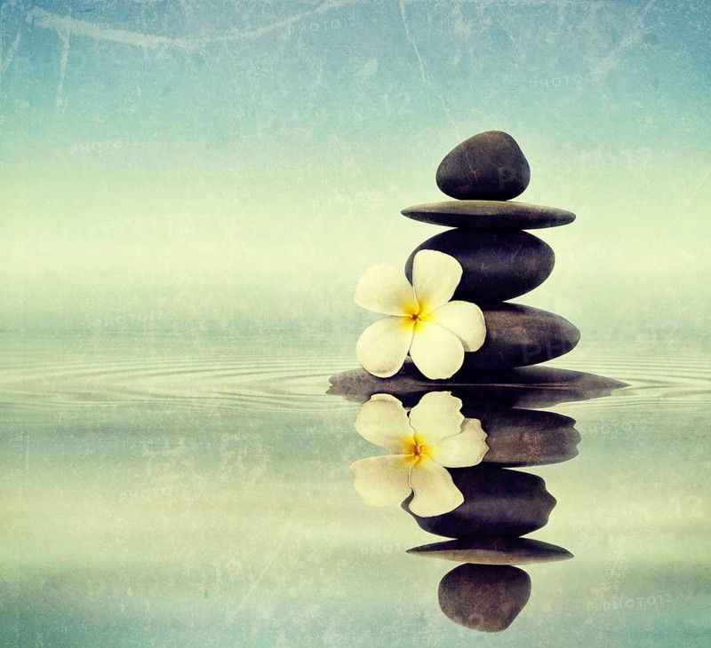 Vintage retro hipster style travel image of Zen spa concept background