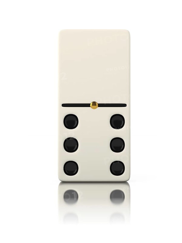 Domino game bone close up isolated on white