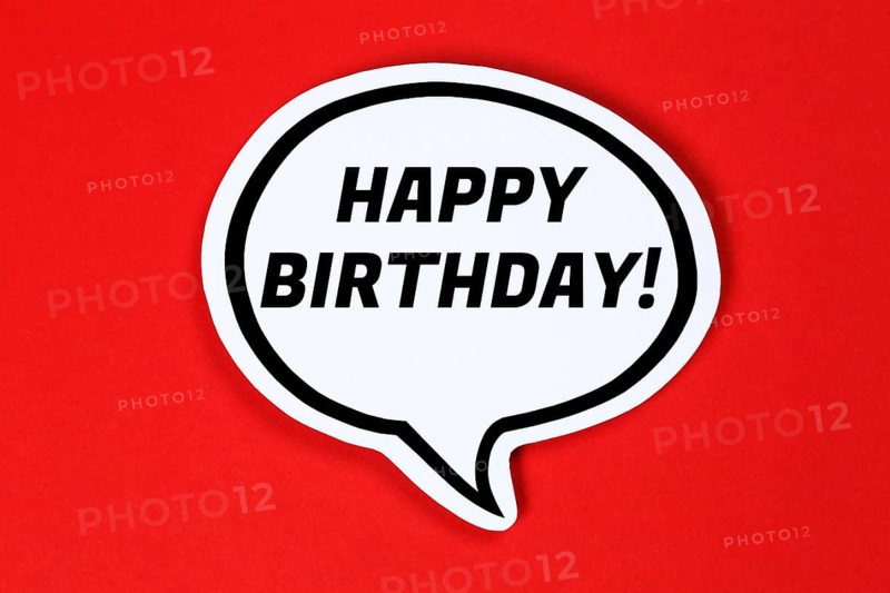 Happy Birthday in speech bubble communication concept talk in Stuttgart